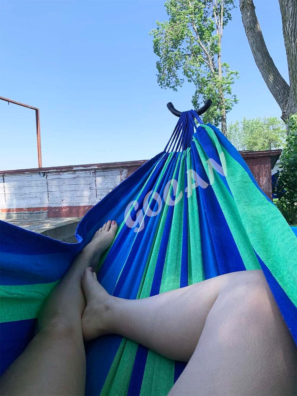 Thumbnail 5 de GOCAN Brazilian Double Hammock 2 Person Extra Large 220x160cm (Blue/Green) – 330cm Total Length, 300kg Load