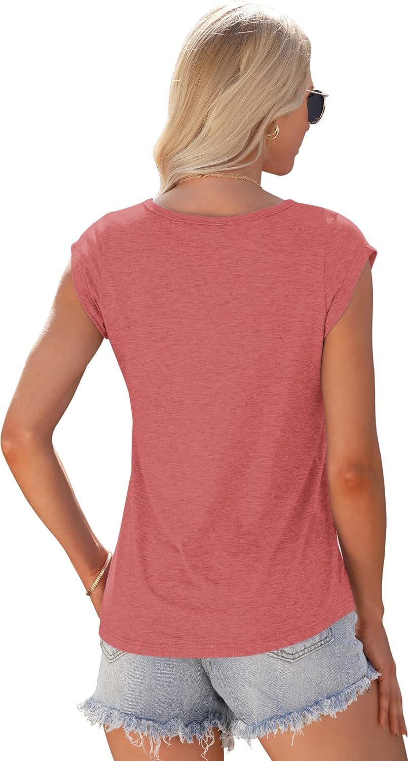 Thumbnail 2 de WNEEDU T Shirt Femme à Manches Courtes – Col V, Tee Shirt Décontracté d'Été