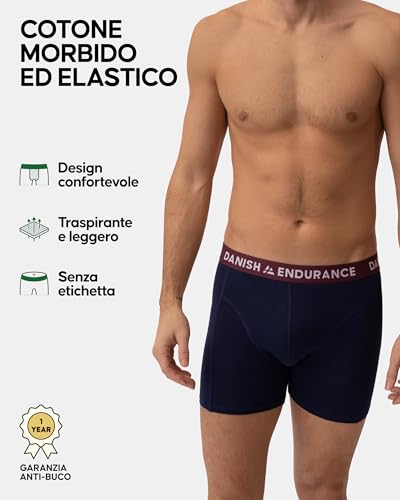 Thumbnail 1 de DANISH ENDURANCE Boxer Uomo Cotone – 6 Paia, MT/M (Nero, Verde-Arancione, Blu-Mare/Bordeaux, Retro)