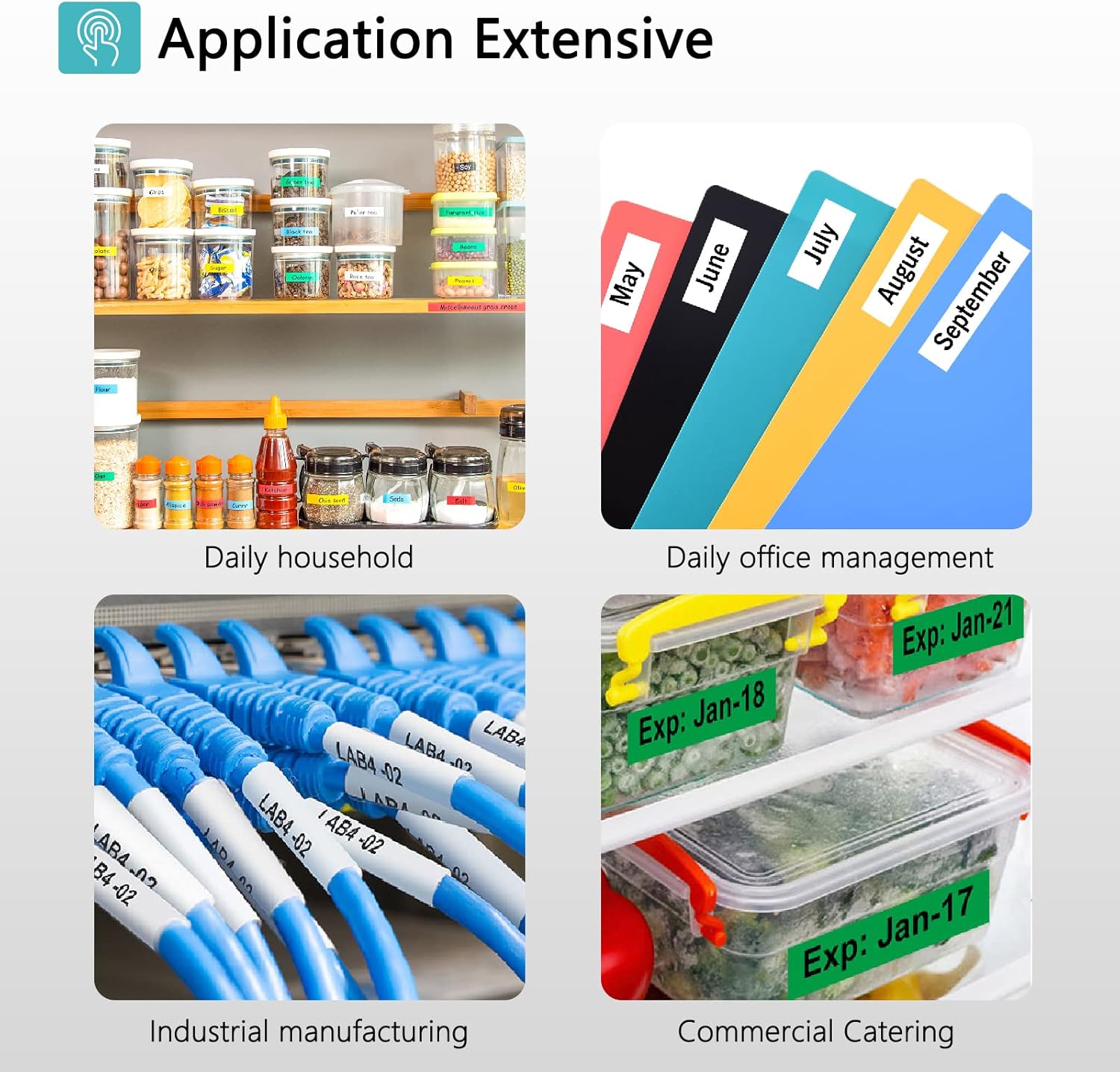 Thumbnail 4 de 6er Pack Hehua LetraTag Etikettenband S0721660: 12 mm x 4 m, schwarz auf weiß (kompatibel für Dymo Letratag)