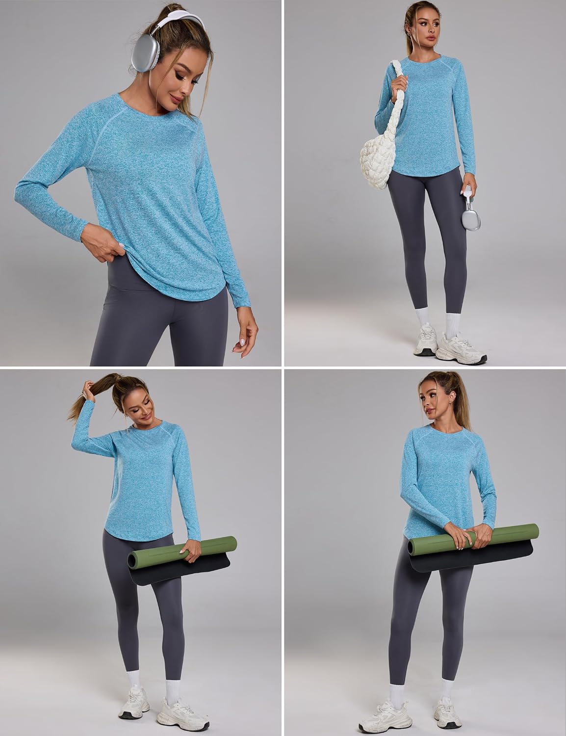 Detalle de Wayleb Maglietta Sportiva Donna Manica Lunga: Top Tecnico Traspirante per Allenamento