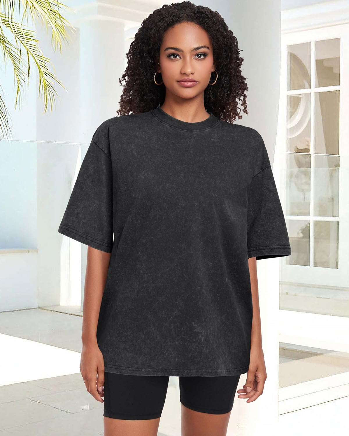 Thumbnail 1 de ADOREJOY Oversized T-Shirts for Women: Short Sleeve Crew Neck Vintage Washed Basic Loose Casual Tees (2026)