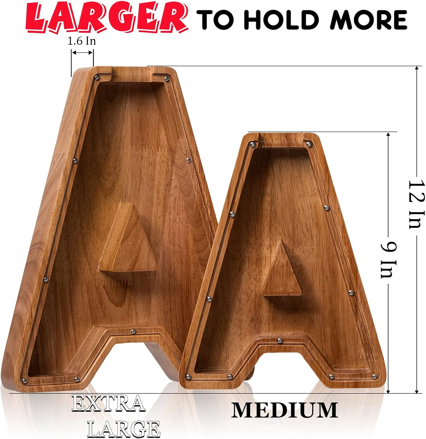 Detalle de Piggy Bank for Kids – Wooden Large Letter L Piggy Bank