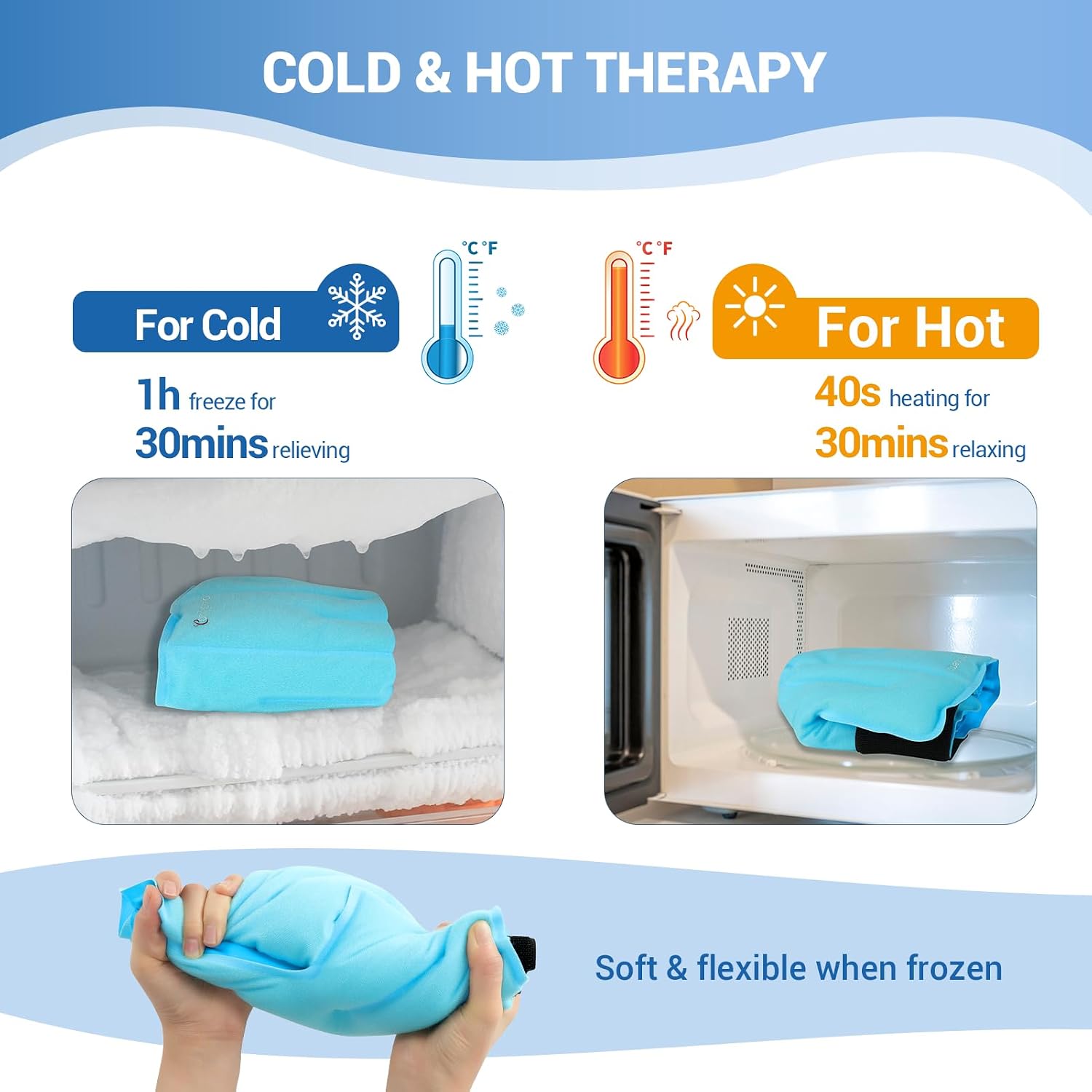 Detalle 2 de Comfytemp Reusable Ankle and Foot Ice Pack Wrap for Hot or Cold Therapy