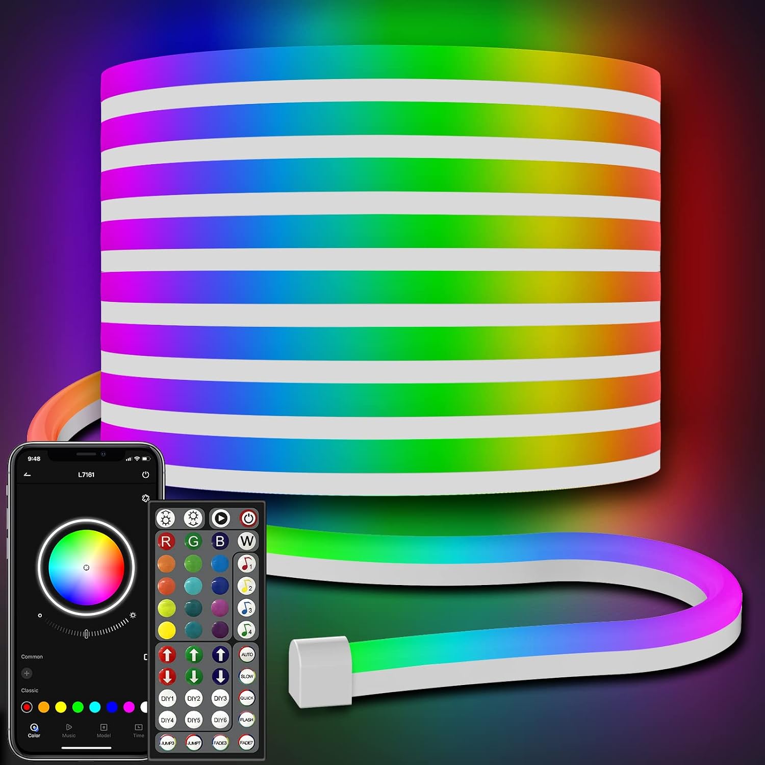 Detalle de AILBTON Led string light Neon Rope Lights, 32.8 ft RGB, App and Remote Control