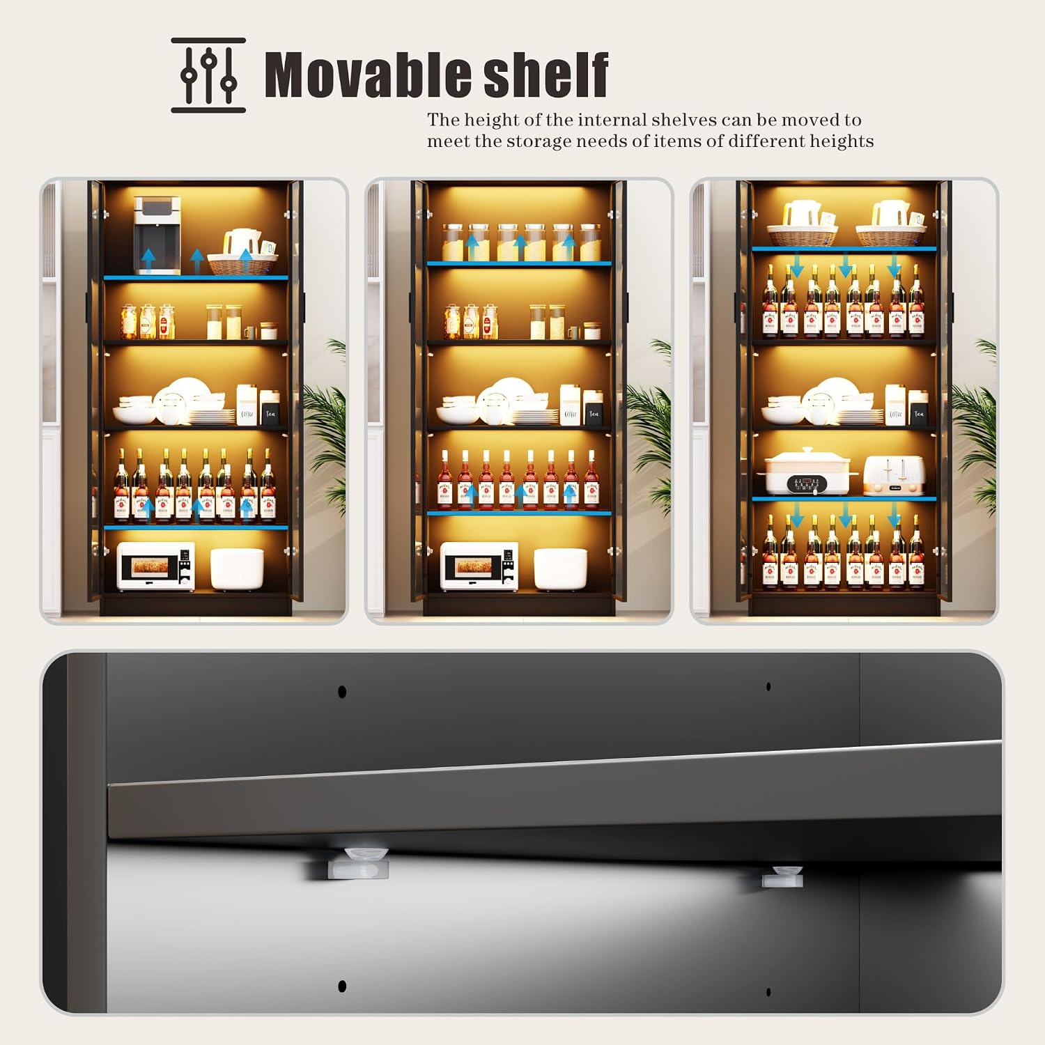 Detalle 2 de Dystler LY-97009 5-Tier Display Cabinet with Smoked Acrylic Doors and Sensor LED Lighting