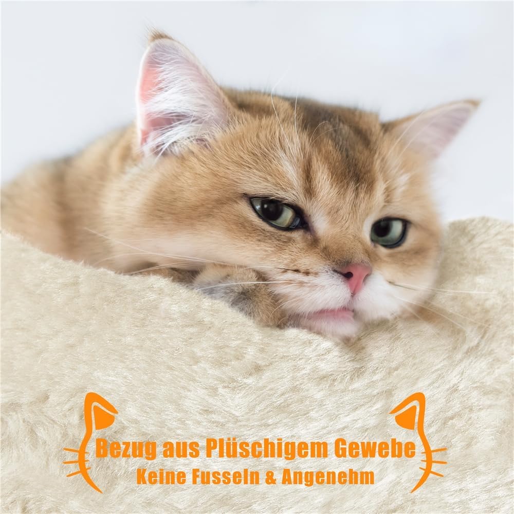 Thumbnail 6 de Yaheetech Katzenbaum mit Katzenklo Schrank (134,5 cm) – 2-in-1 Kratzbaum & Katzentoiletten-Schrank in Greige-Beige