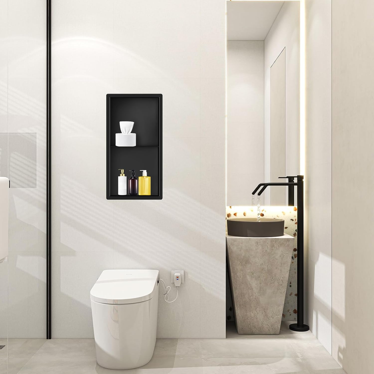 Thumbnail 5 de Green & Spring Greenspring Trapezoid Shower Niche, 2-Tier Matte Black Stainless Steel