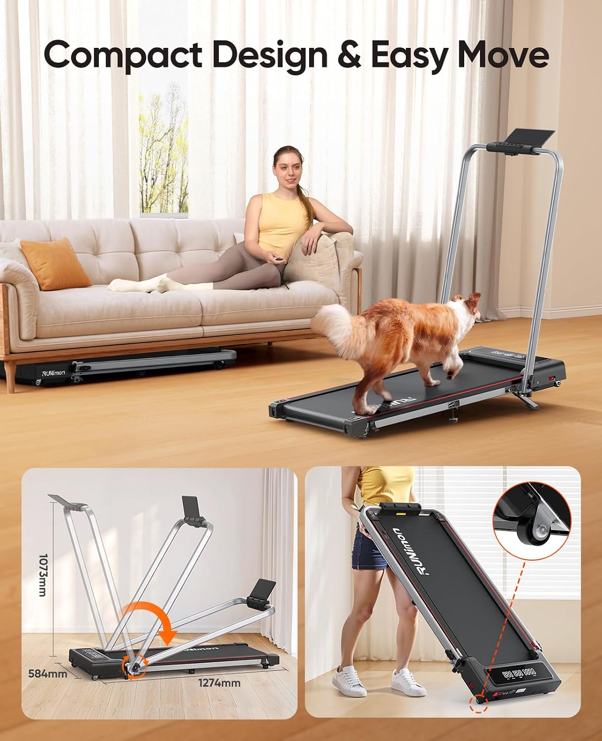 Thumbnail 6 de RUNIMON Folding Treadmill, 7% Incline