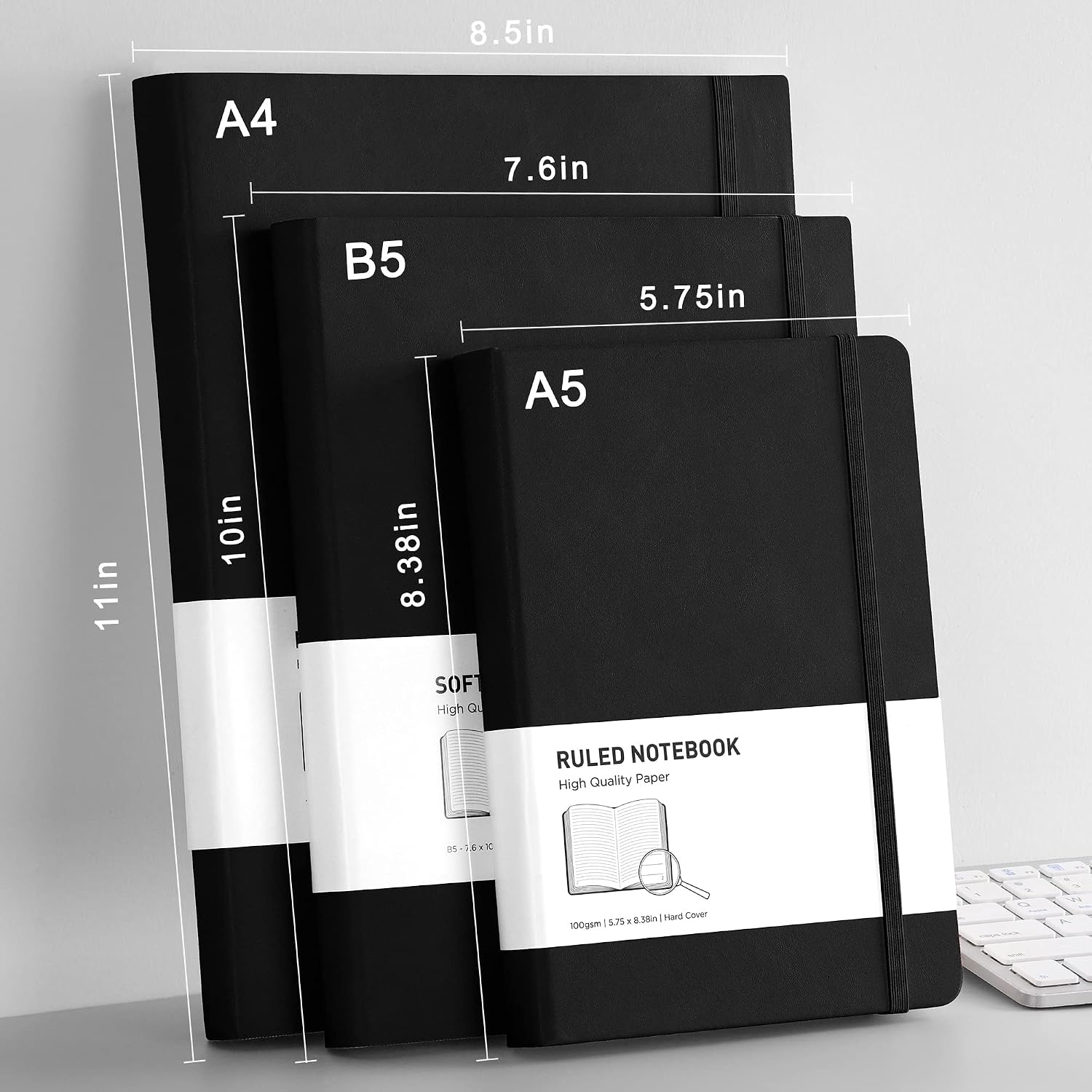 Detalle de RETTACY Notebook A5: Lined Journal with 320 Pages and Faux Leather Hardcover