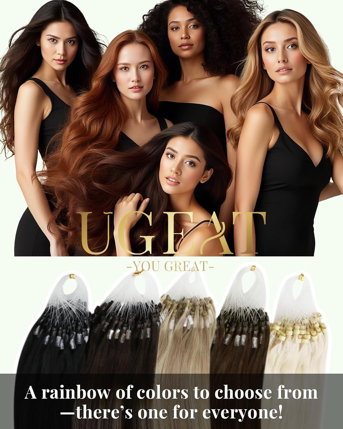 Thumbnail 6 de Ugeat Micro Link Hair Extensions (Balayage) — Light Brown Mix Platinum Blonde, Remy Human Hair