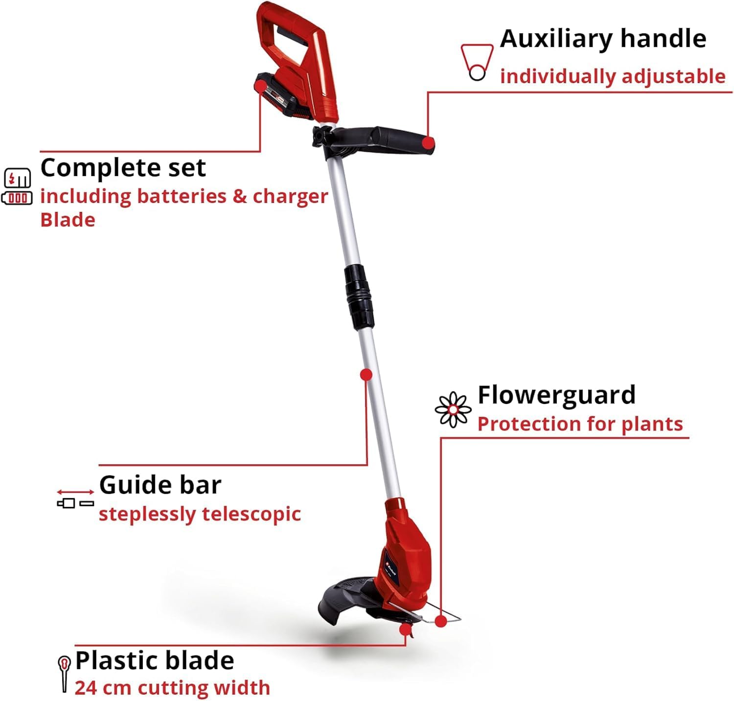 Thumbnail 2 de Einhell GC-CT 18/24 Li cordless grass trimmer (Power X-Change) with battery, charger and 24cm cutting width