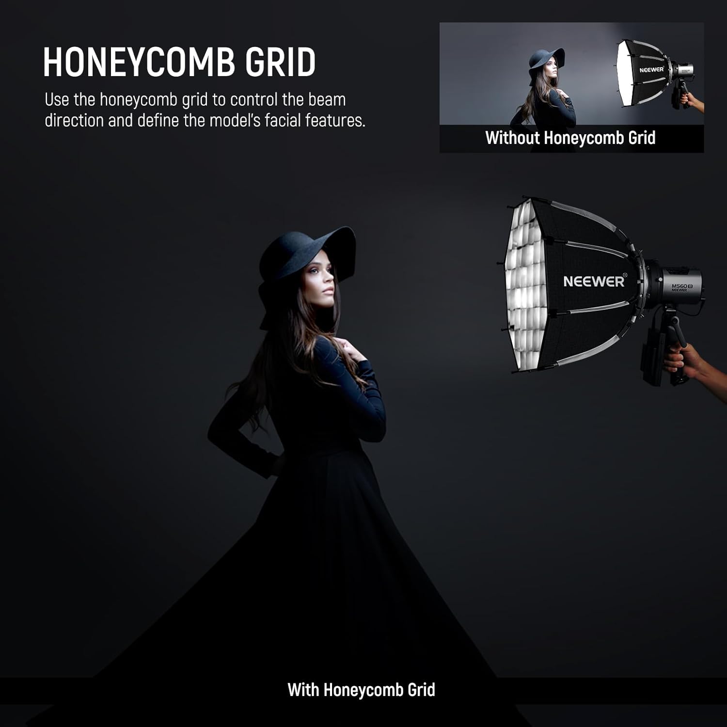 Thumbnail 3 de NEEWER softbox ottagonale da 45 cm con attacco Bowens e piegatura rapida (diffusori + griglia a nido d’ape)