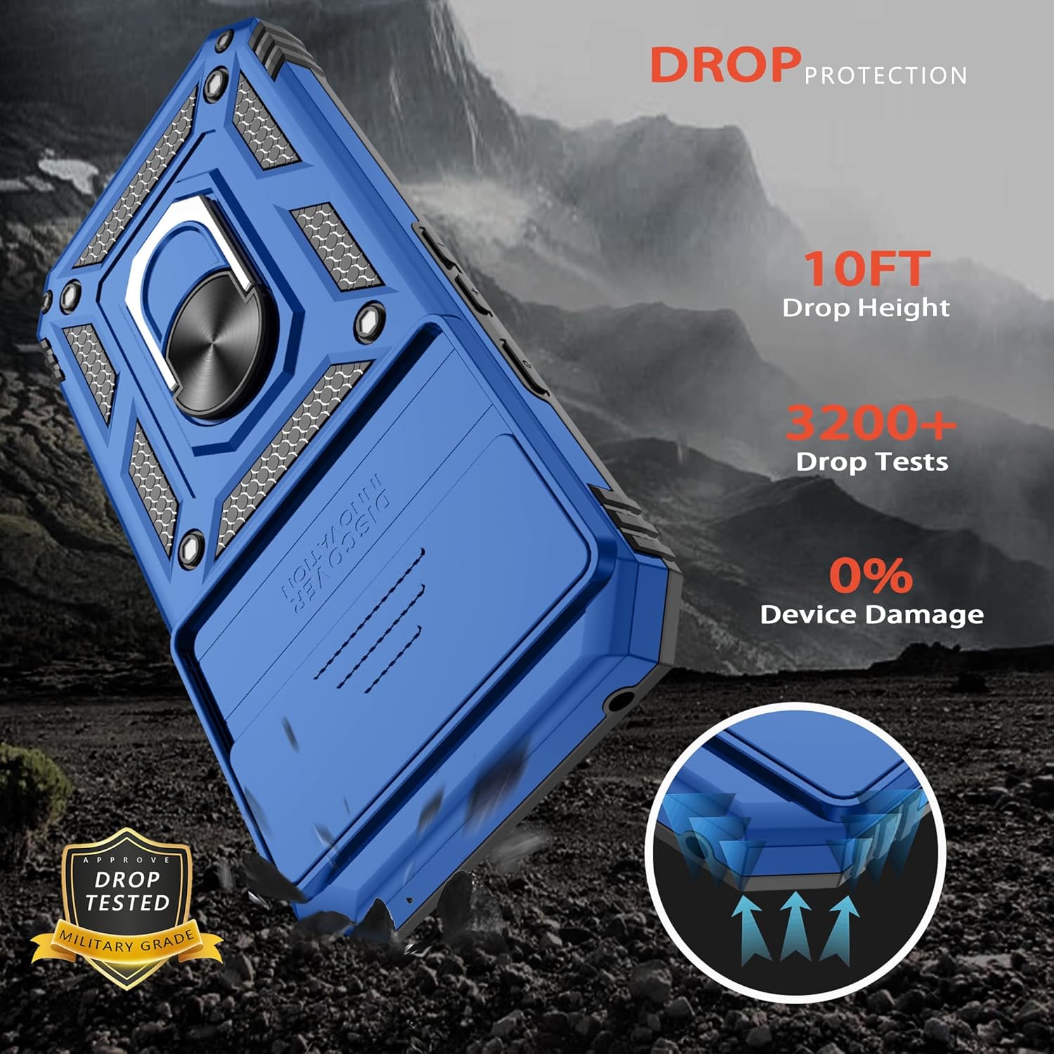 Thumbnail 4 de Pilaru for Pixel 9A Case with Camera Slide Cover, Built-In Kickstand & Screen Protectors (Blue)