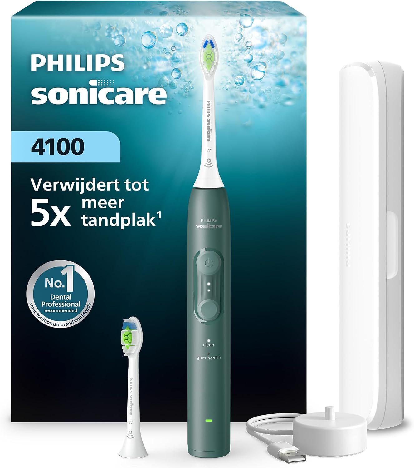 Detalle de Philips Sonicare 4000 Series HX4042/46 sonische tandenborstel, bosgroen