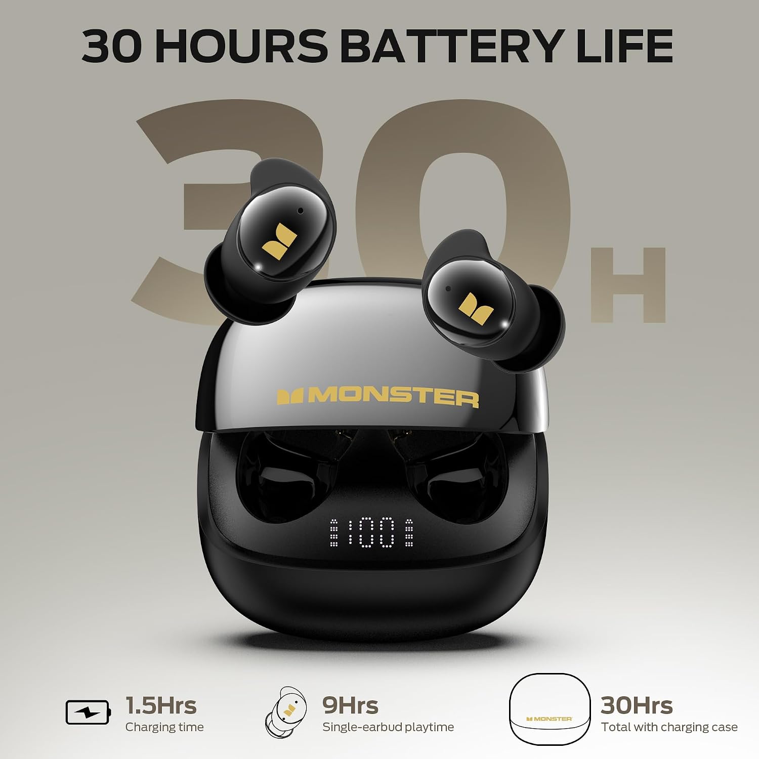 Detalle 2 de Monster Sleep Ear200 Bluetooth 6.0 Sleep Earbuds with ANC, Black