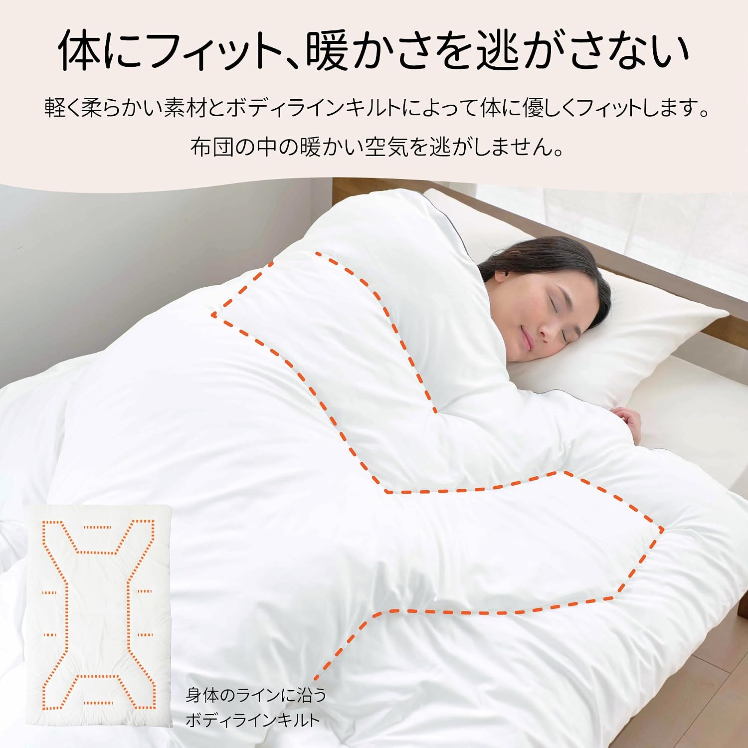 Detalle de 西川 SEVENDAYS AB07660580W 掛け布団 シングル 150×210cm 東レFTわた・抗菌防臭加工