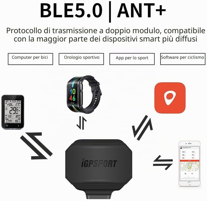 Thumbnail 6 de iGPSPORT SPD70: Sensore di velocità ANT+ e Bluetooth per ciclocomputer, montaggio senza magneti