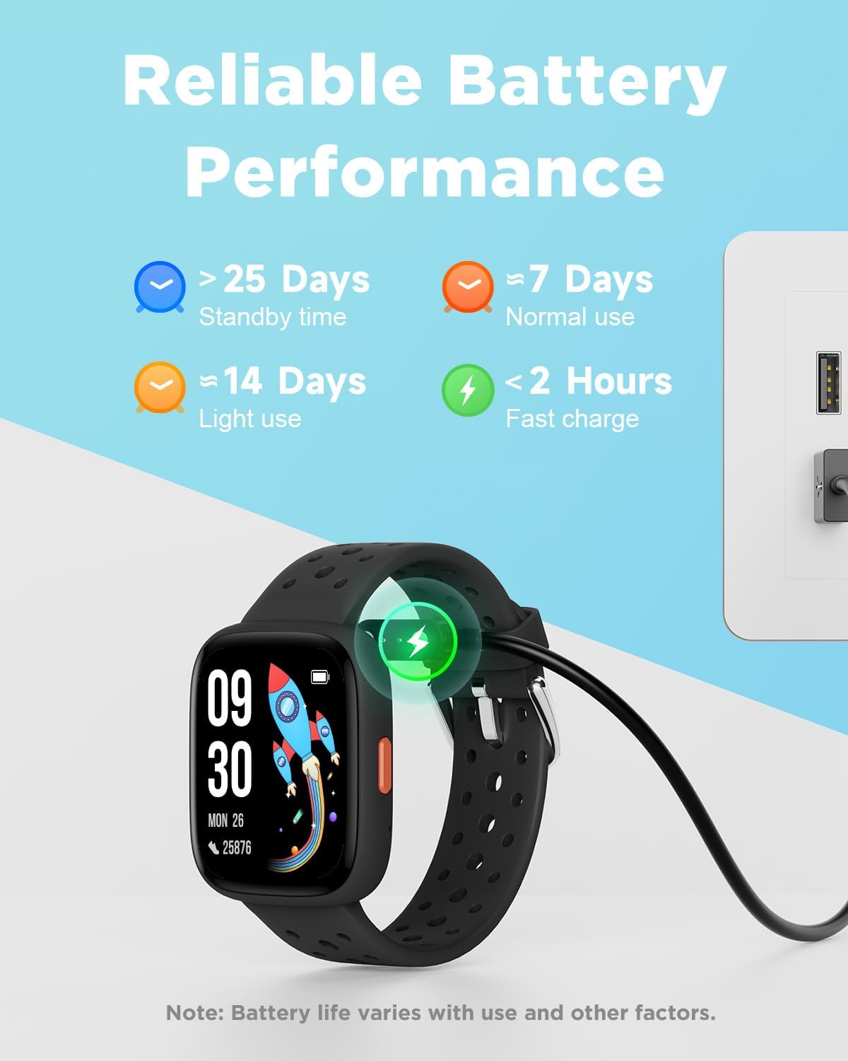Thumbnail 6 de BIGGERFIVE BRAVE 2 Kids Smart Watch (1.8" Fitness Tracker, Heart Rate, Sleep, IP68) – Black