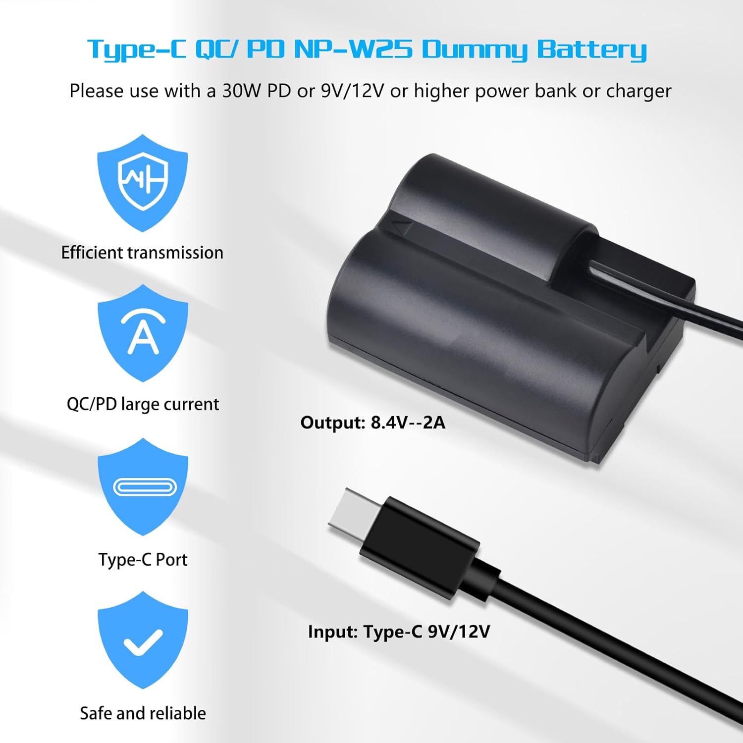 Detalle de TAVT NP-W235 Dummy Akku für Fujifilm X-T5, X-T4, GFX 100S, X-H2, X-H2S, GFX 50S II, X-S20 – zuverlässige USB-C PD-Stromquelle