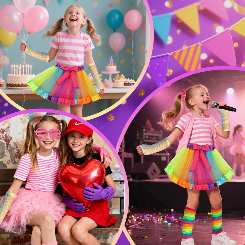 Thumbnail 6 de BSBUY 5207140 jaren 80-kostuumset voor meisjes met rok en neonaccessoires