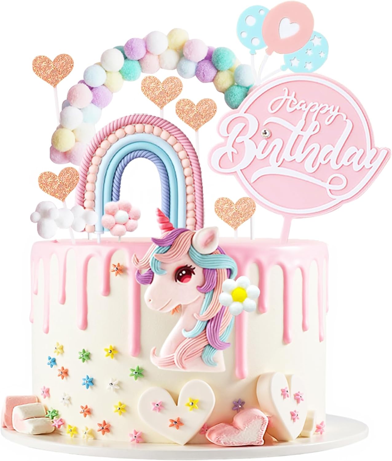 Detalle de AOTWAN Einhorn Tortendeko Geburtstag 2025 – Tortentopper-Set mit 13 Zubehör für Kinder