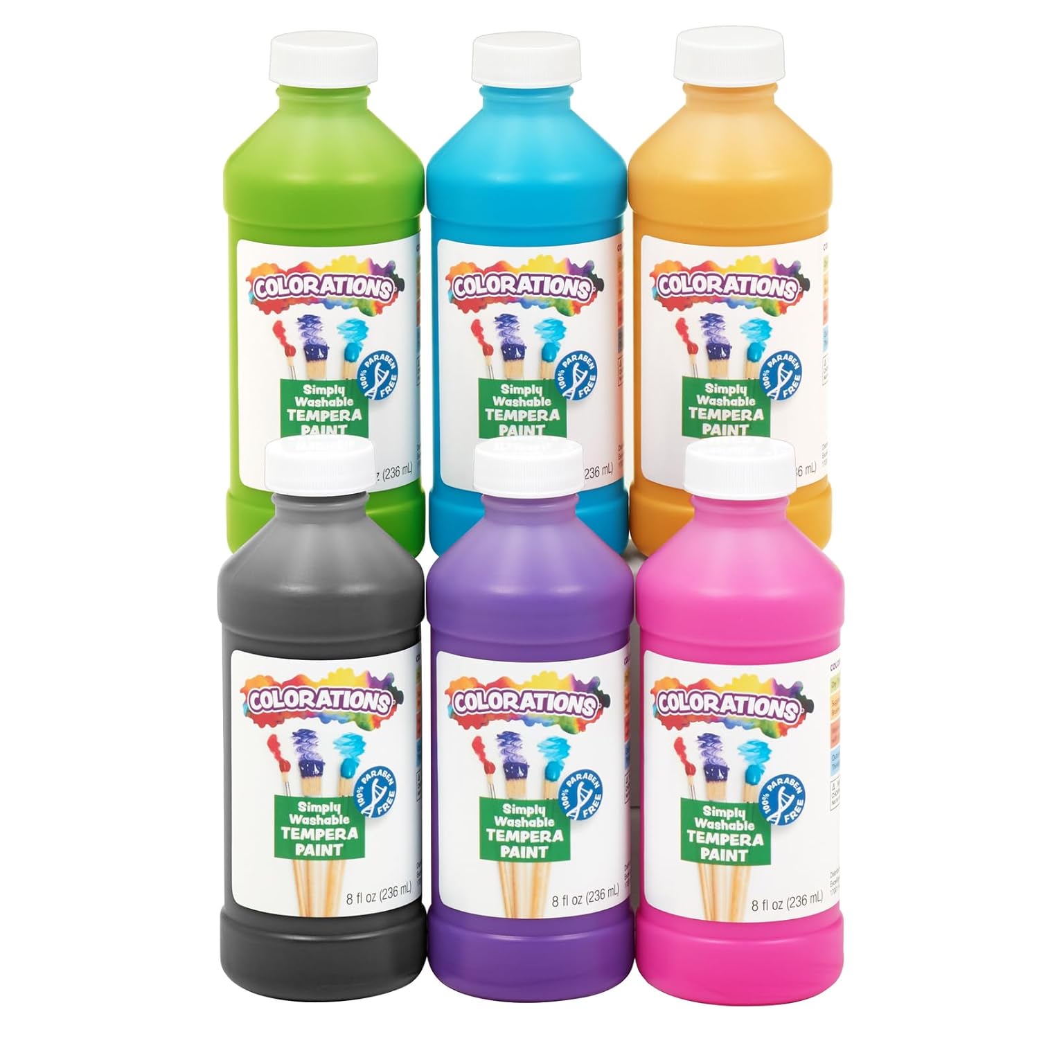 Thumbnail 6 de Colorations Paraben-Free Washable Tempera Paint for Kids — 8 oz Bottles (Set of 6 Primary Colors)
