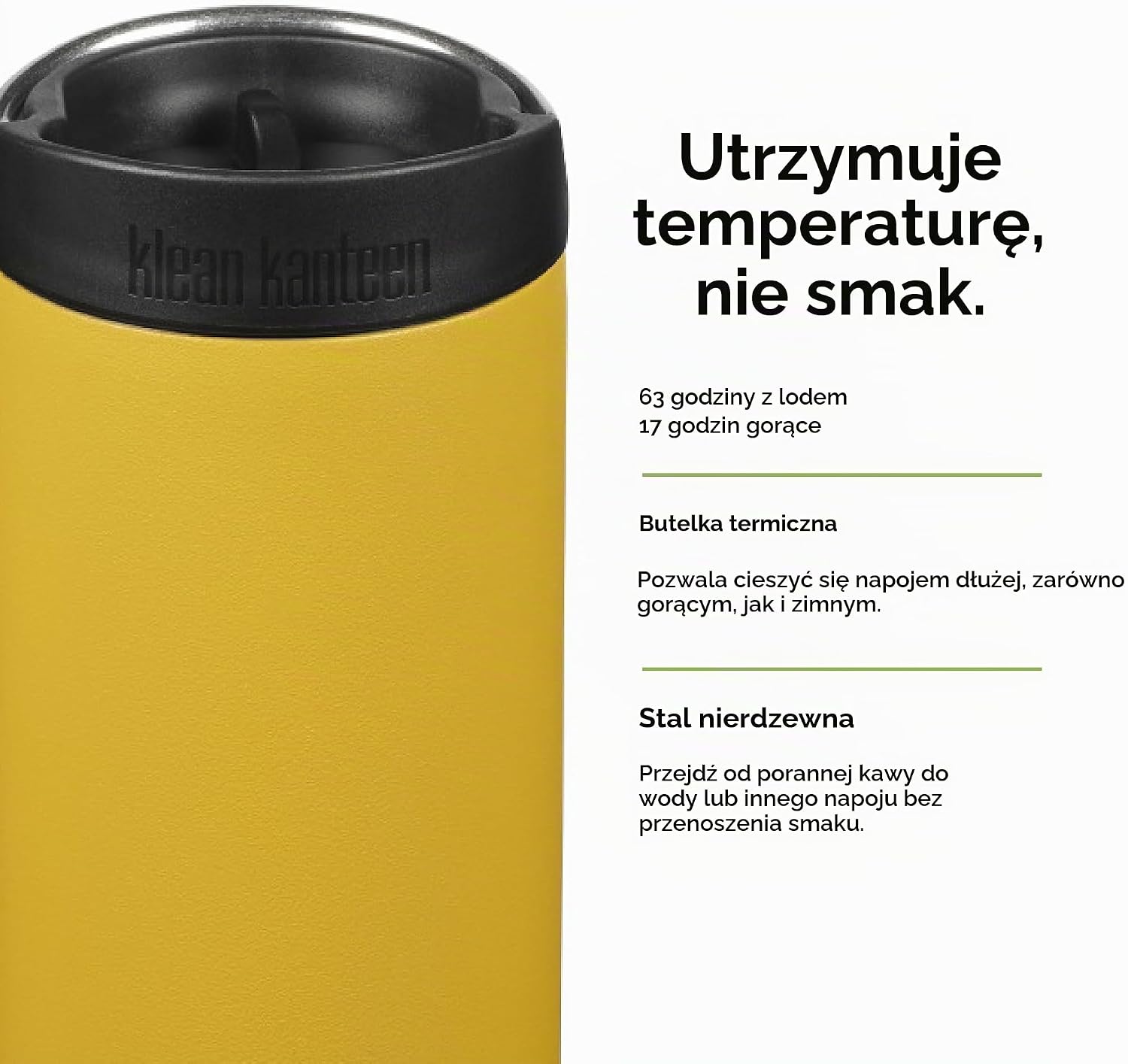 Detalle 2 de Klean Kanteen TKWide 20oz (w/ Café Cap) - Marigold, butelka termiczna