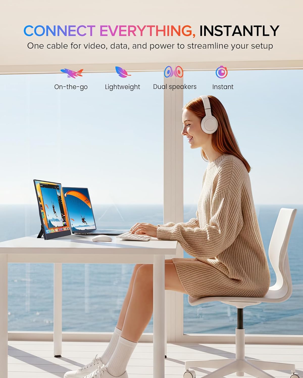 Thumbnail 4 de EVICIV Portable Monitor 15.6" (125% sRGB) 1080P USB-C & Mini HDMI with VESA Mount and Travel Case