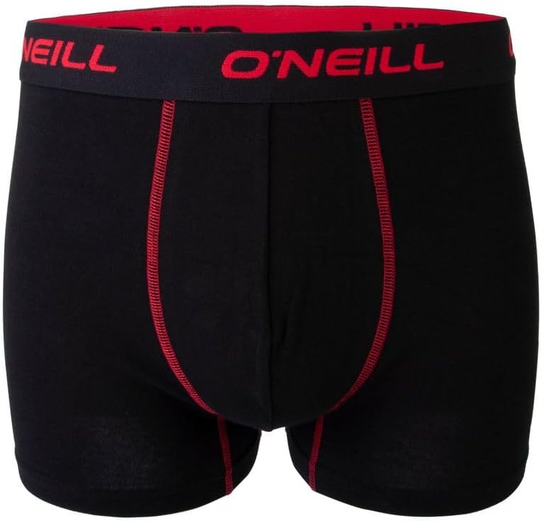 Detalle de O’Neill Herren-Boxershorts im 6er-Pack aus Baumwolle (ohne Eingriff) – Basic-Trunks in Schwarz/Rot/Blau