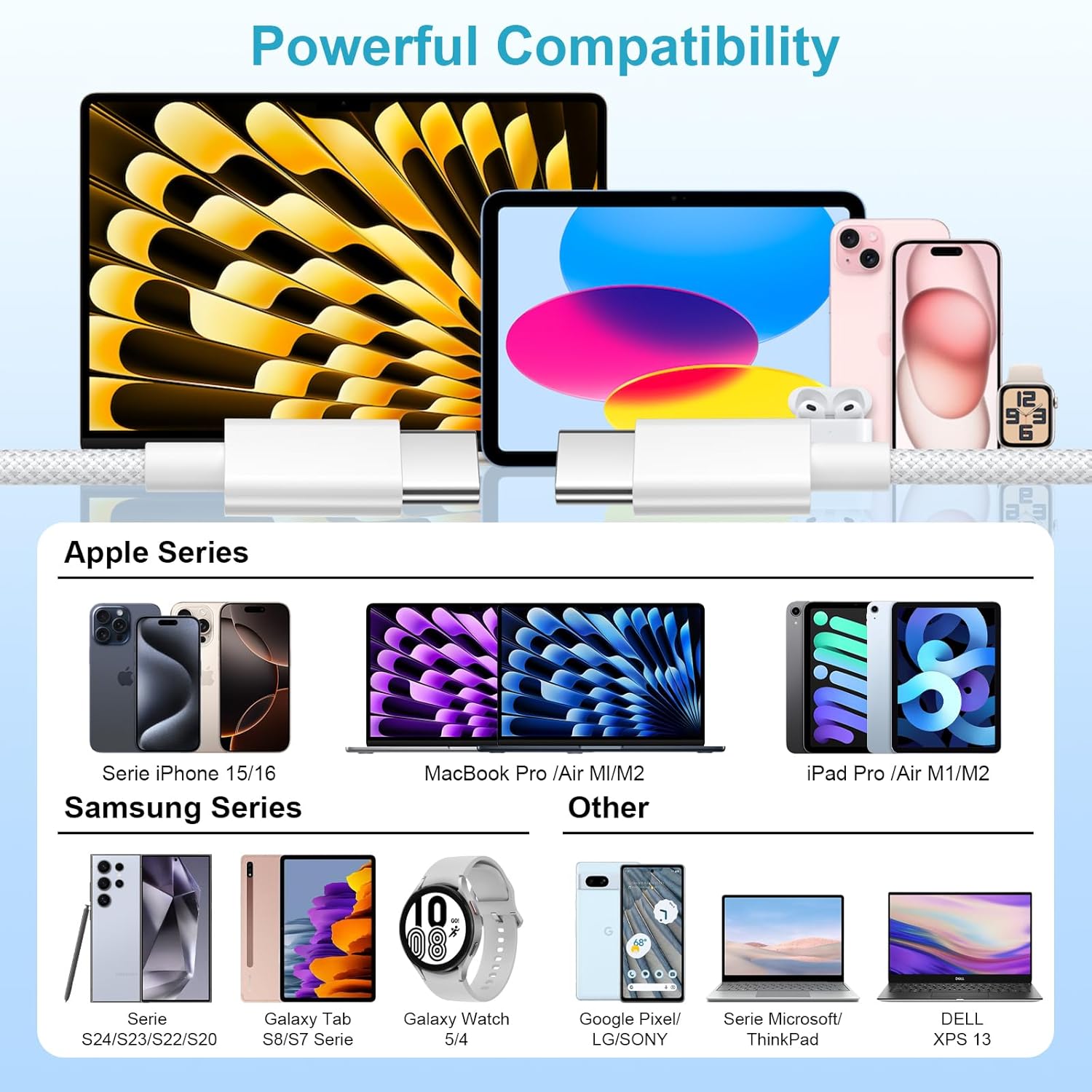 Thumbnail 6 de iPhone 17/16/15 Charger Cable 2M 2Pack — USB-C to USB-C, 60W PD Fast Charging