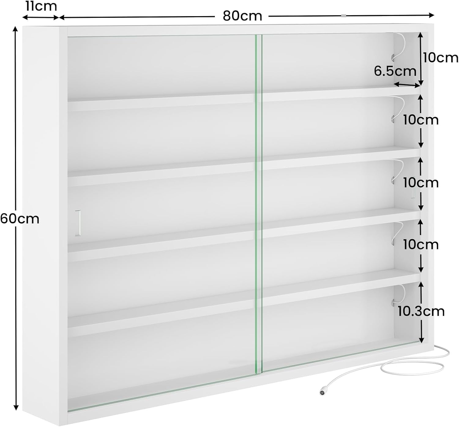 Thumbnail 1 de KIMENICH Vetrina da Collezione a 5 Piani con Illuminazione LED – bianco, sospesa a parete