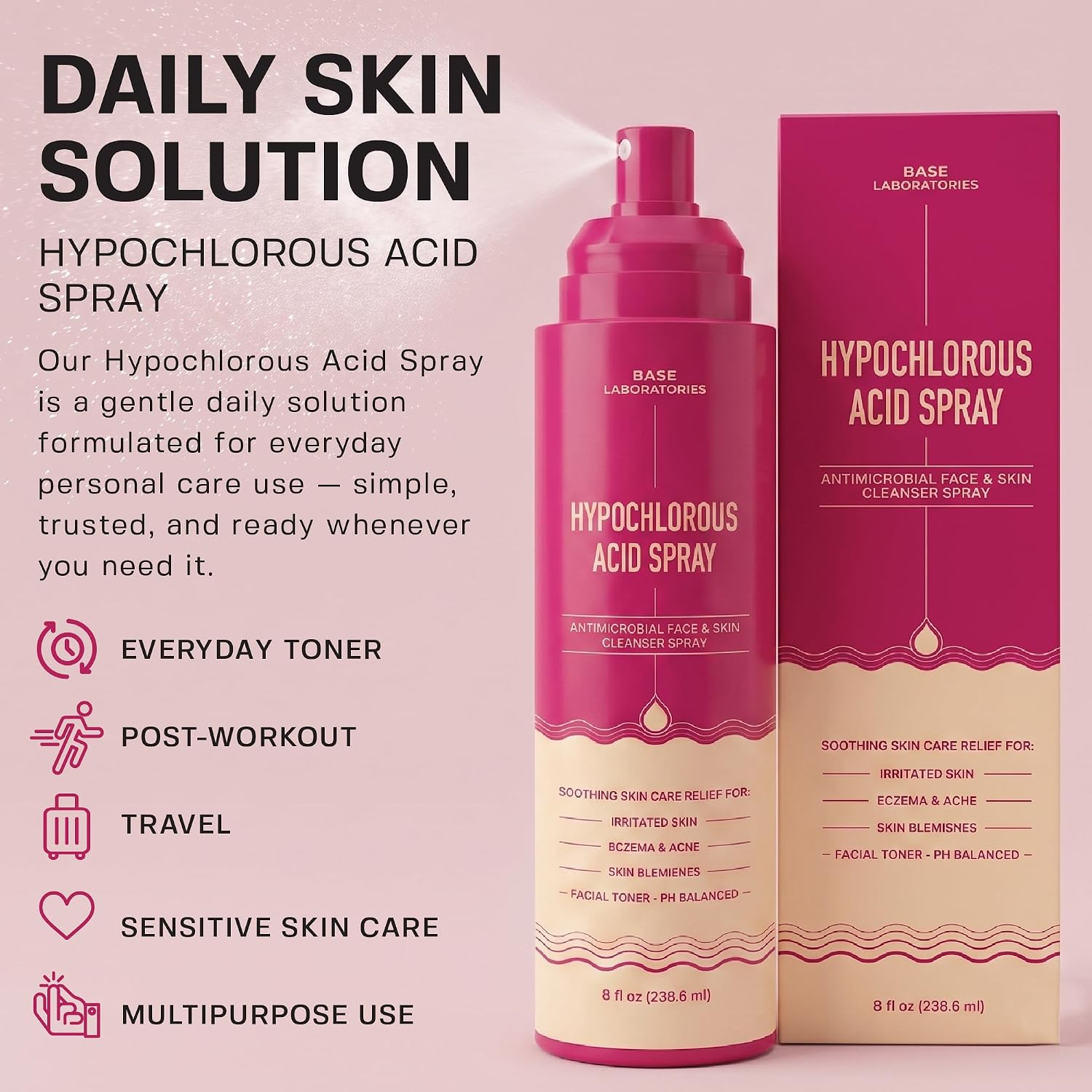Detalle 2 de BASE LABORATORIES BSL-HYPO-SPRY Hypochlorous Acid Face & Skin Spray, 8 oz
