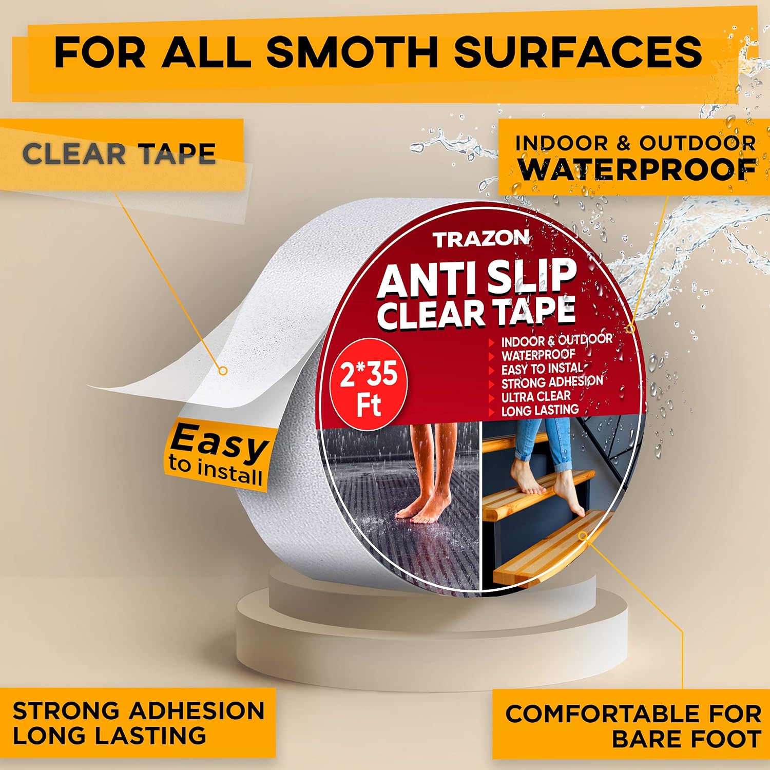 Thumbnail 1 de Trazon Clear Anti-Slip Tape, 2 in x 35 ft