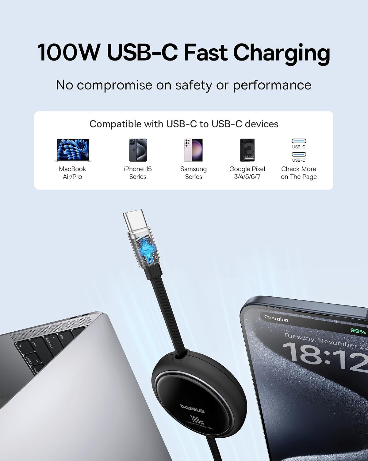 Thumbnail 1 de Baseus USB C to USB C Cable 100W retractable 🔌
