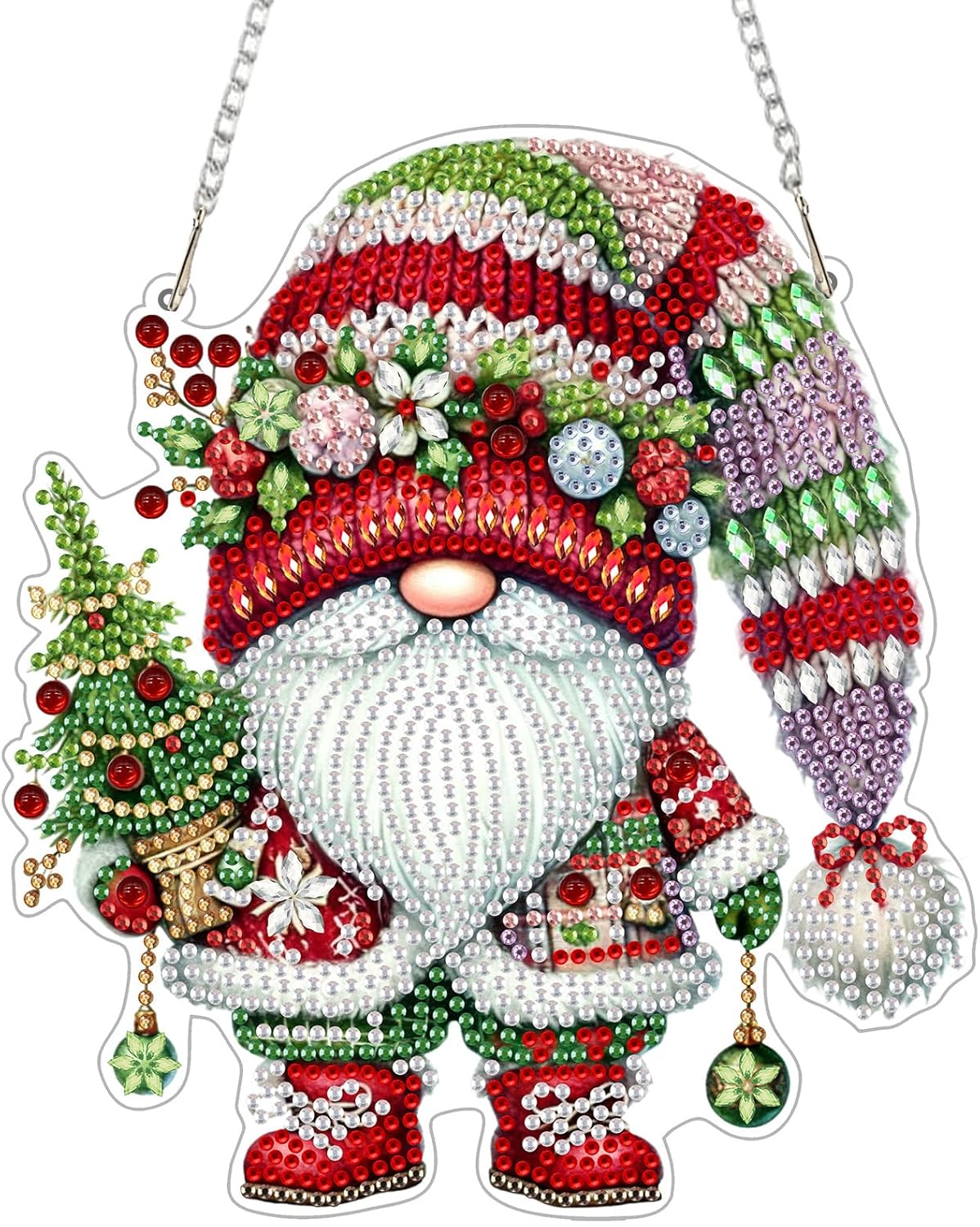 GHHKUD Christmas Hanging Diamond Art Kit with special-shaped gnomes (hanging pendant craft)