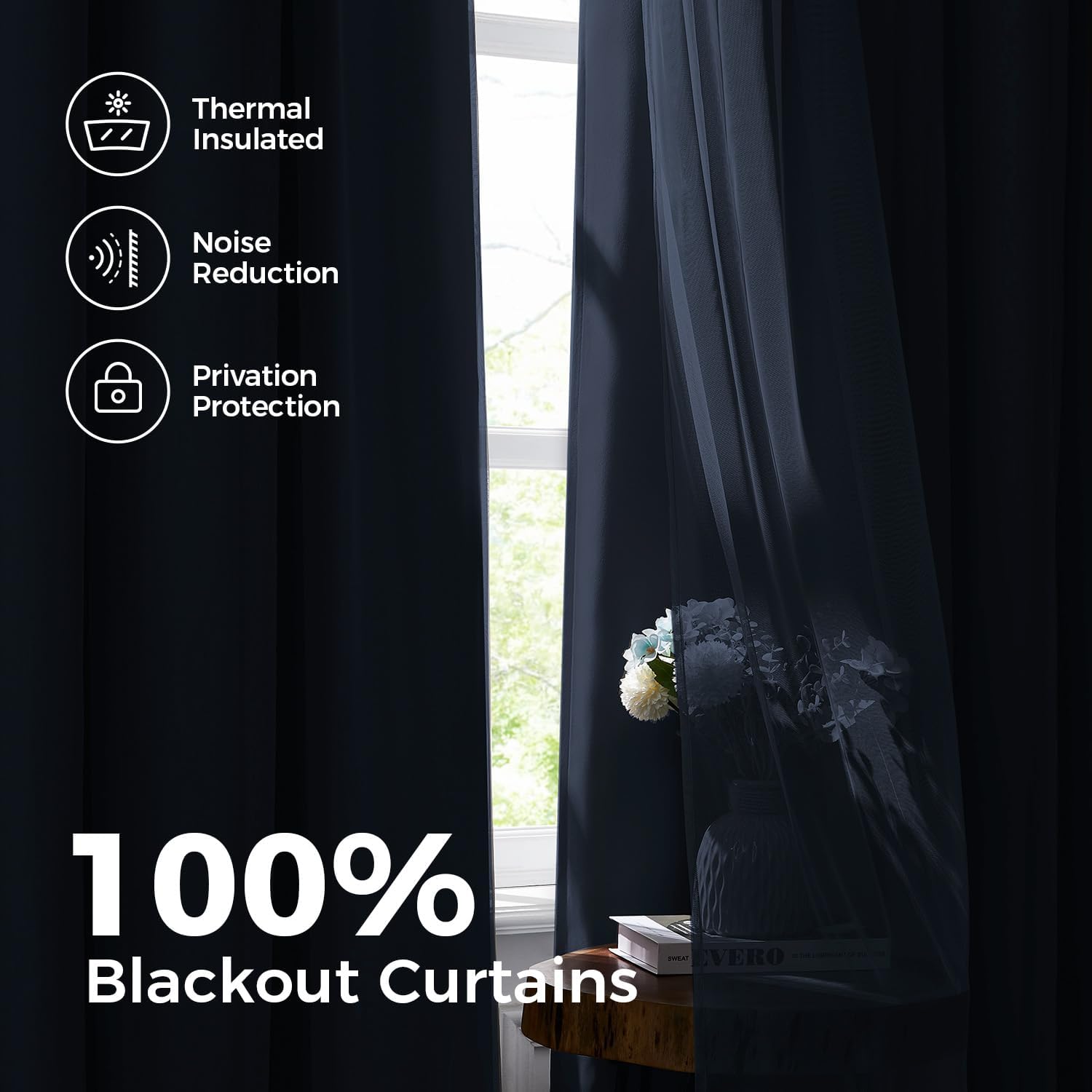 Detalle de Swandream Blackout Curtains 63-inch Length