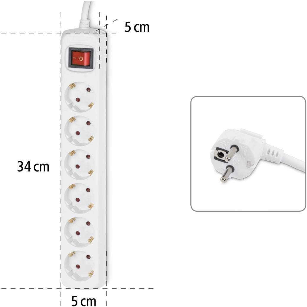 Thumbnail 2 de Hama 6-fach Steckdosenleiste mit 3 m Kabel, Kippschalter und erhöhtem Berührungsschutz (weiß)