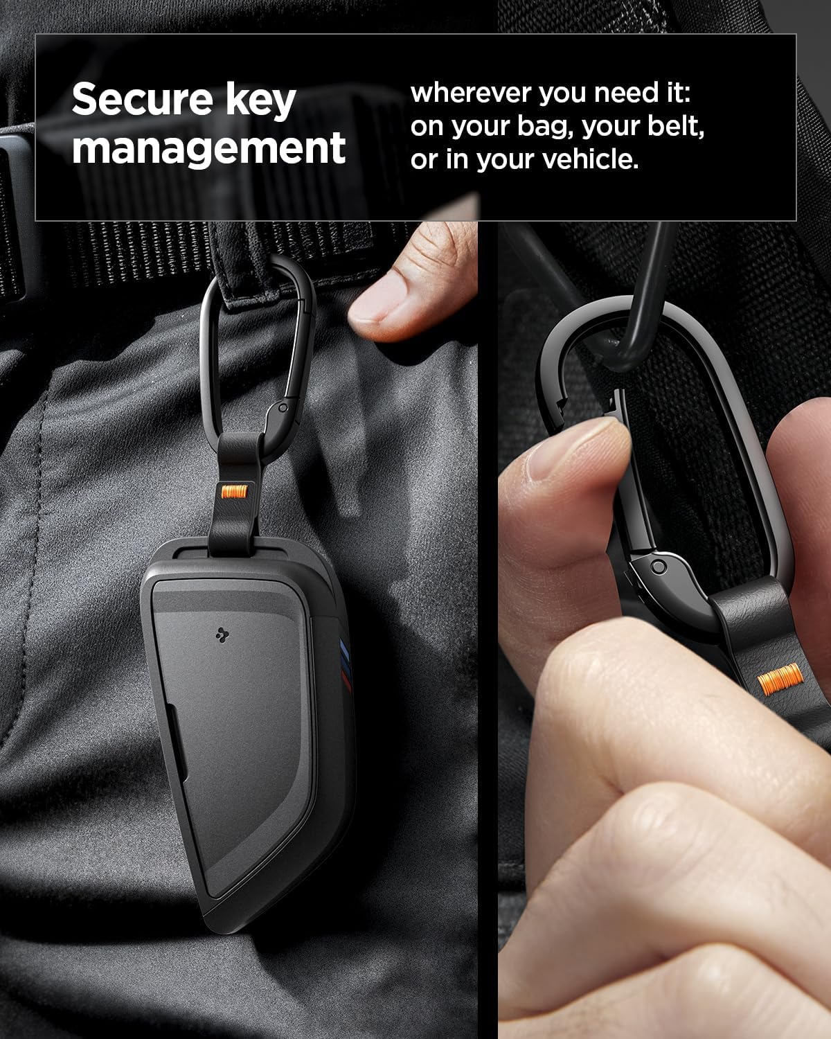 Thumbnail 4 de Spigen Coque Clé pour BMW — étui de porte-clé en TPU avec mousqueton et sangle (1 pièce), noir