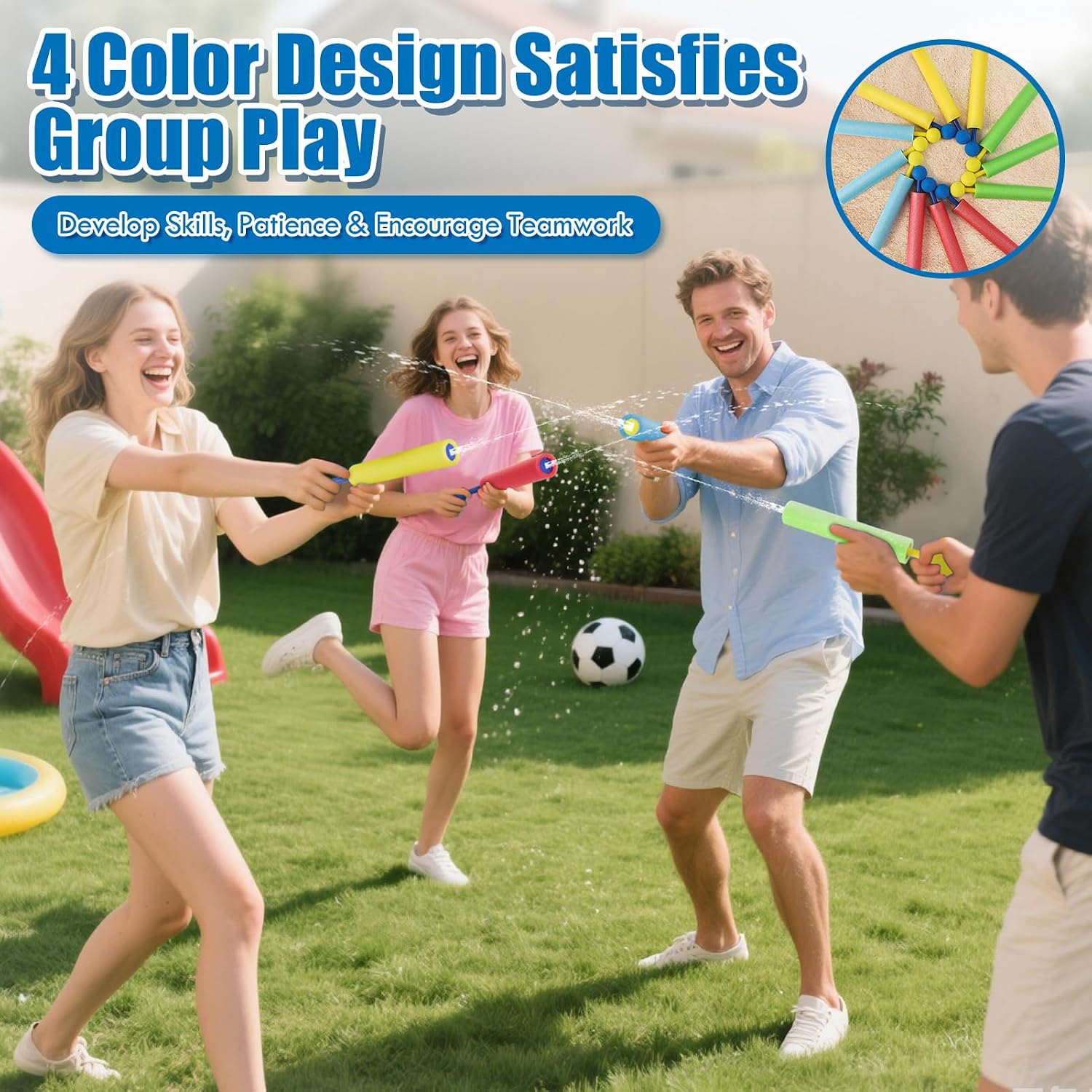 Detalle de Lehoo Castle Water Pistols for Kids – 12-Pack Foam Water Squirters for Summer Fun
