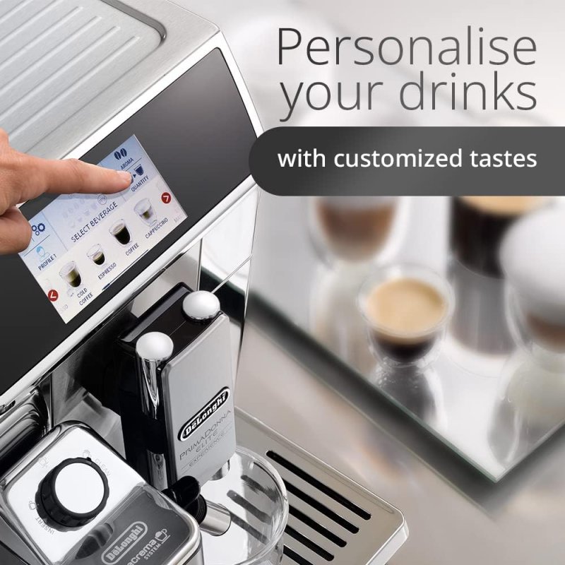 Detalle de De'Longhi PrimaDonna Elite Experience ECAM 650.85.MS: cafetera automática con molinillo y LatteCrema para casa