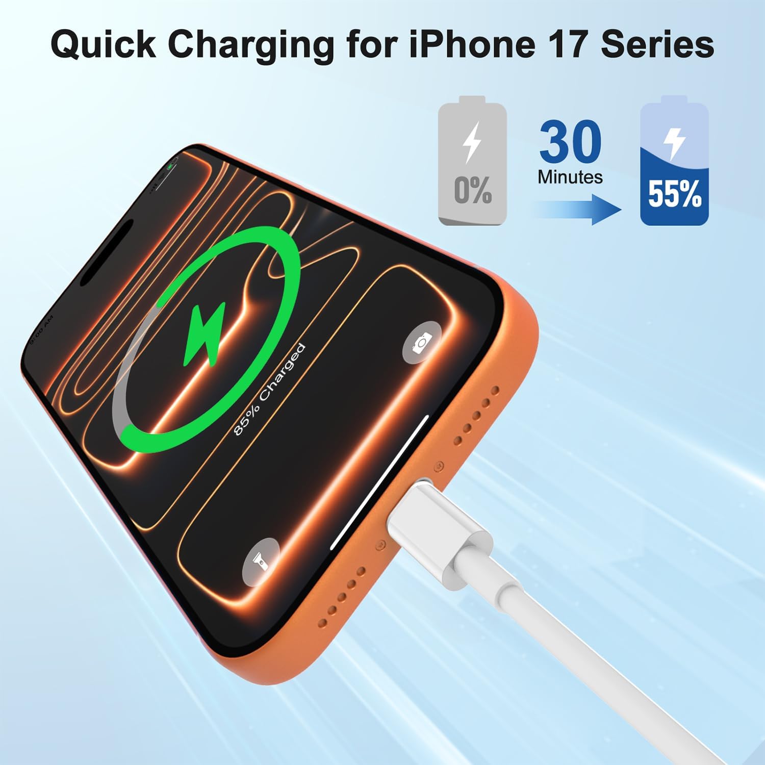 Thumbnail 1 de USB C to C Fast Charger Cable 15ft (2-Pack) – Long Type C to USB-C Power + Data Cable for iPhone, MacBook, iPad, and More