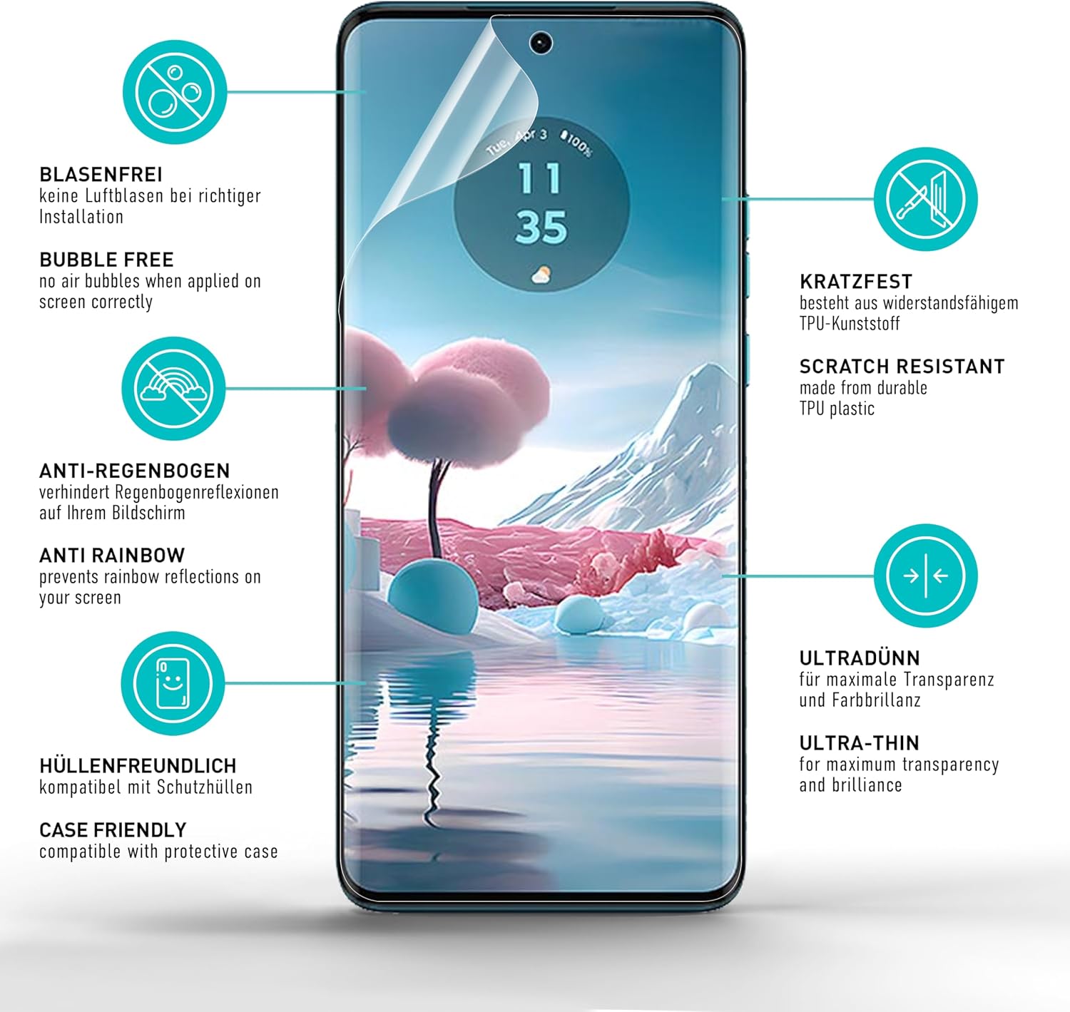 Detalle 1 de SmarTect TPU Screen Protector for Motorola Edge 40 Neo, 2 Films and 2 Camera Covers