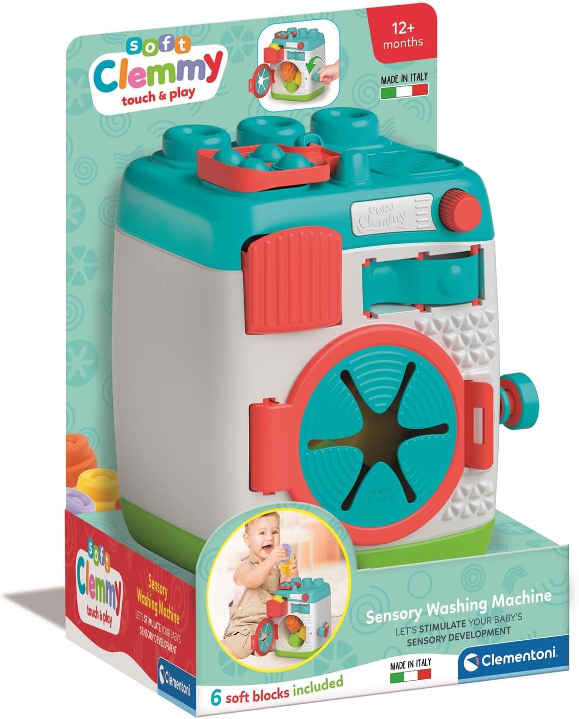Thumbnail 1 de Clementoni Soft Clemmy Sensorische Waschmaschine (17582) mit 5 weichen Bausteinen – ab 6 Monaten