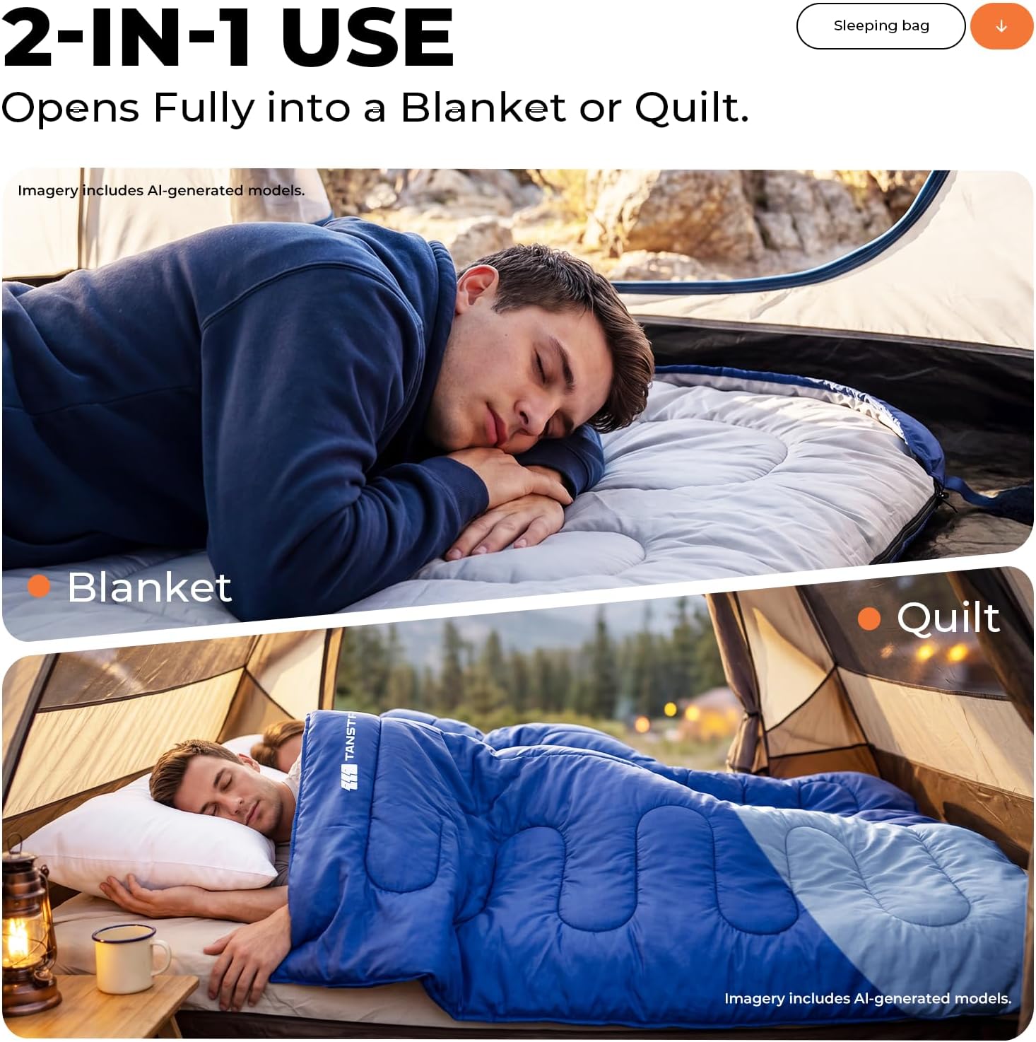 Detalle 2 de TANSTRIDER Sleeping Bag, 31.5 x 86.6 Inches