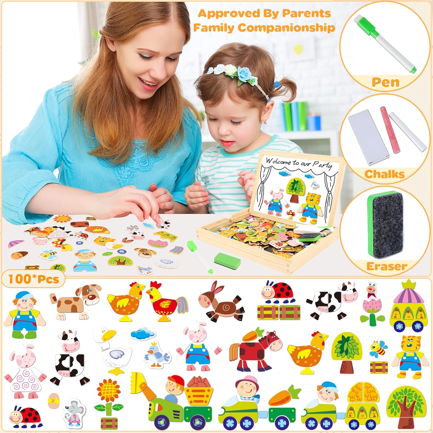 Thumbnail 5 de COOLJOY Flyfun Puzzle Magnetico Legno: Puzzle magnetico con lavagna doppia facciata per apprendimento e creatività