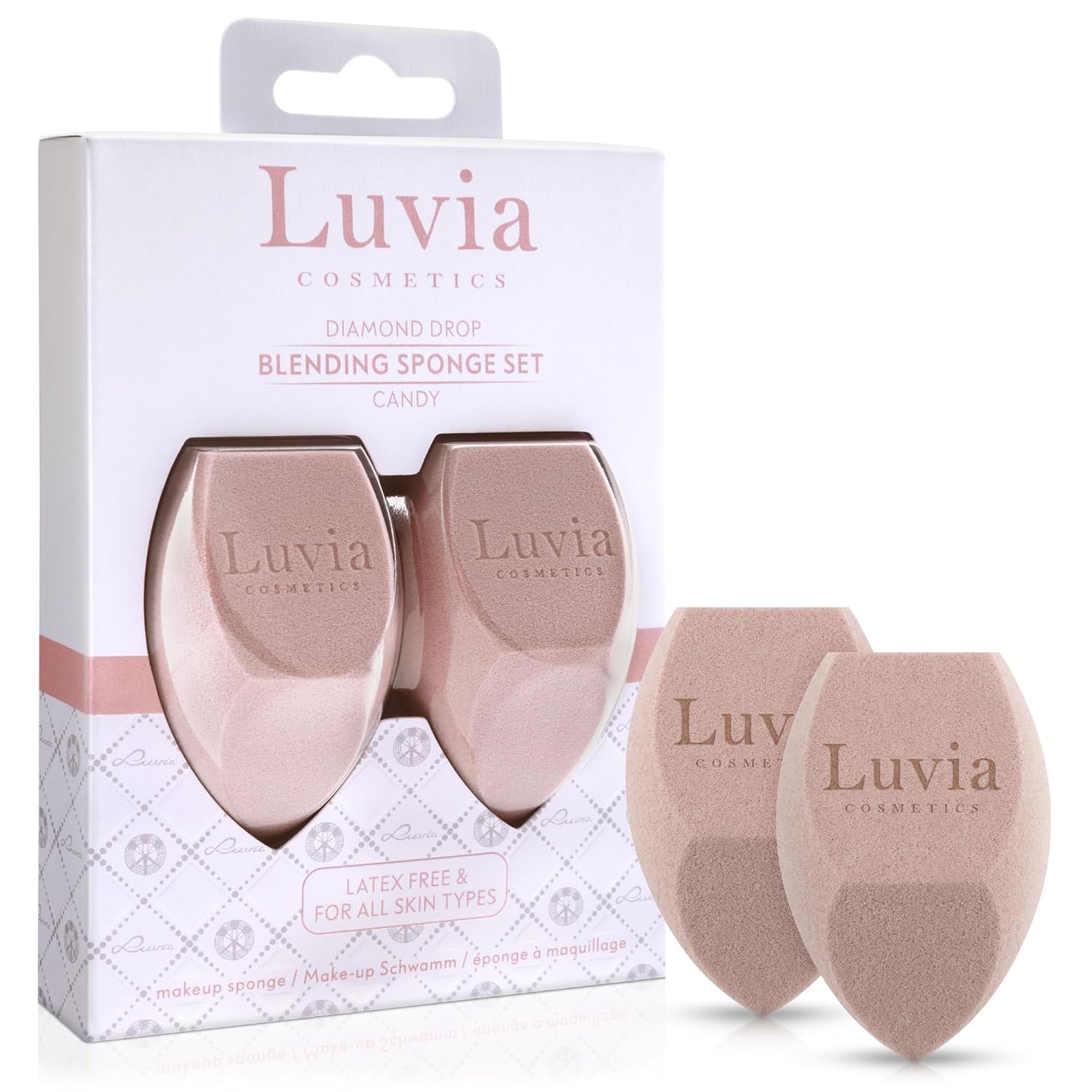 Detalle de Make-up Schwamm-Set im Diamond Shape von Luvia Cosmetics – Candy Rosa