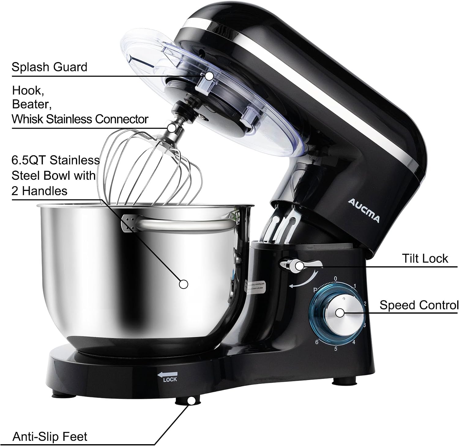 Detalle de Aucma Stand Mixer 6.5-Quart