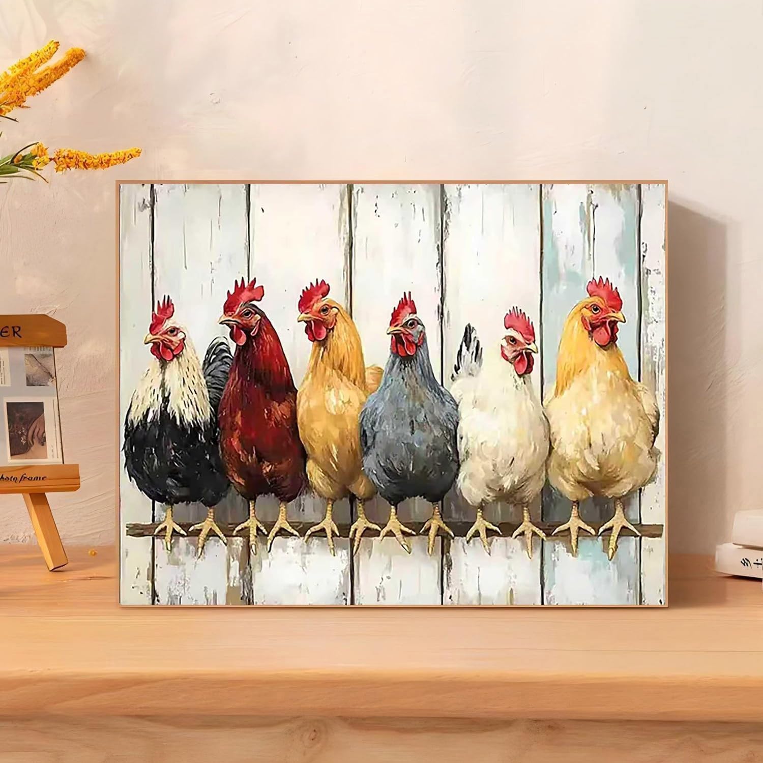 Detalle 2 de mrpwnle Three Chickens Diamond Painting Kit for Adults, Round Drills