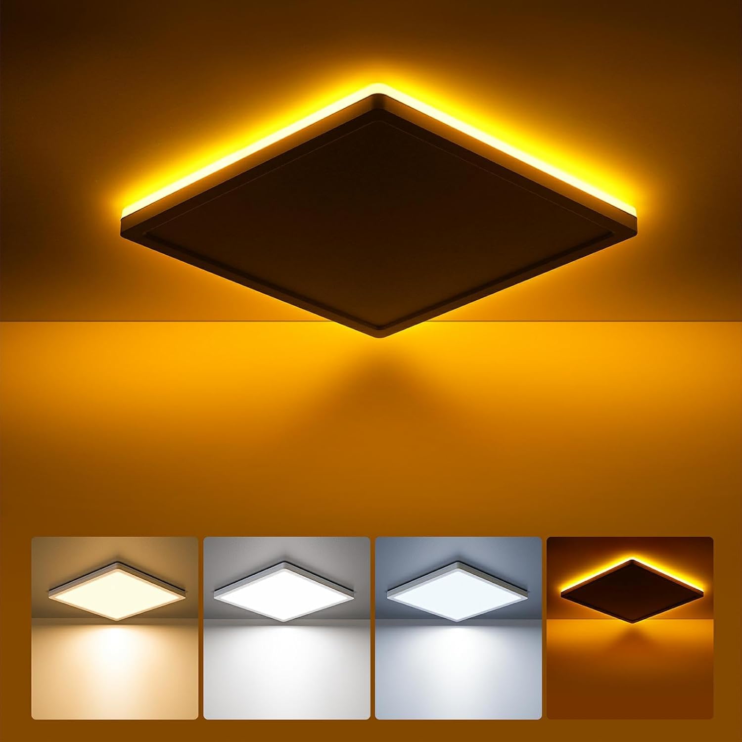 Detalle de BLNAN LED Deckenleuchte Flach 18W mit Nachtlicht (2000K), 3 Farbtemperaturen und Speicherfunktion